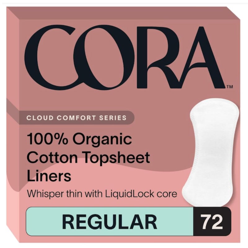 Cora 100% Organic Cotton Topsheet Period Liners (72 Regular Period Liners) - Image 1